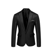 JWZUY Mens Blazer Jacket Regular Fit Stretch Sport Coats Solid Classic Blazer Suit Black XL