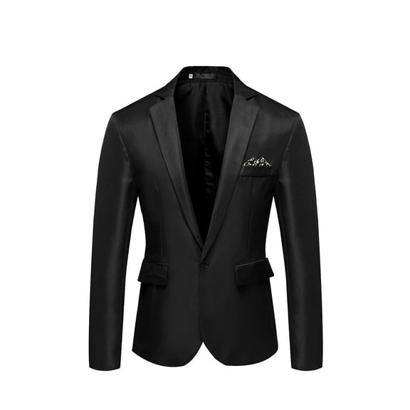 XIAOFFENN Light Jackets For Men, Men's Prom Sports Coat Slim Fit Single Breasted Formal Dress Suit Jacket Blazers Black Large