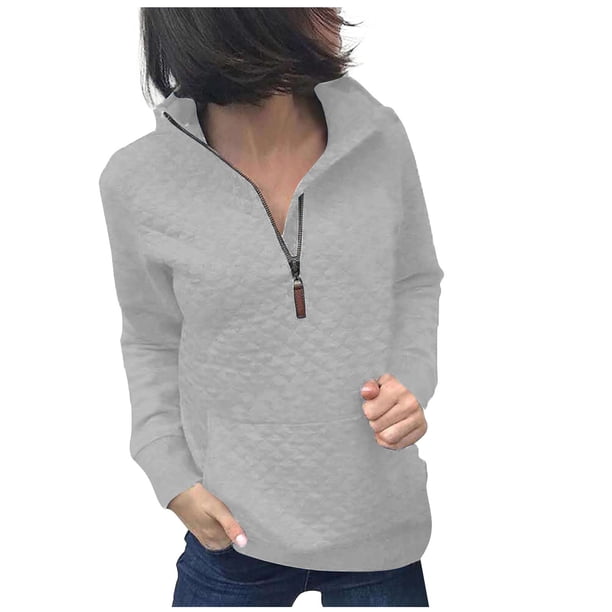 ICHUANYI Liquidación Tops de ocio con bolsillo y manga larga con capucha para mujer ICHUANYI WER202308230713