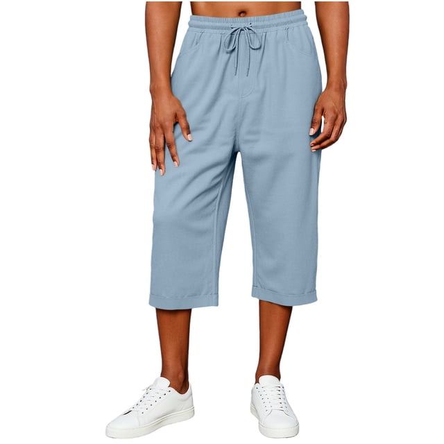 Pantalones Casuales para Hombre Bolsillo Sólido Pantalones Deportivos de Cintura Elástica Capris para Verano Al Aire Libre Casual Diario