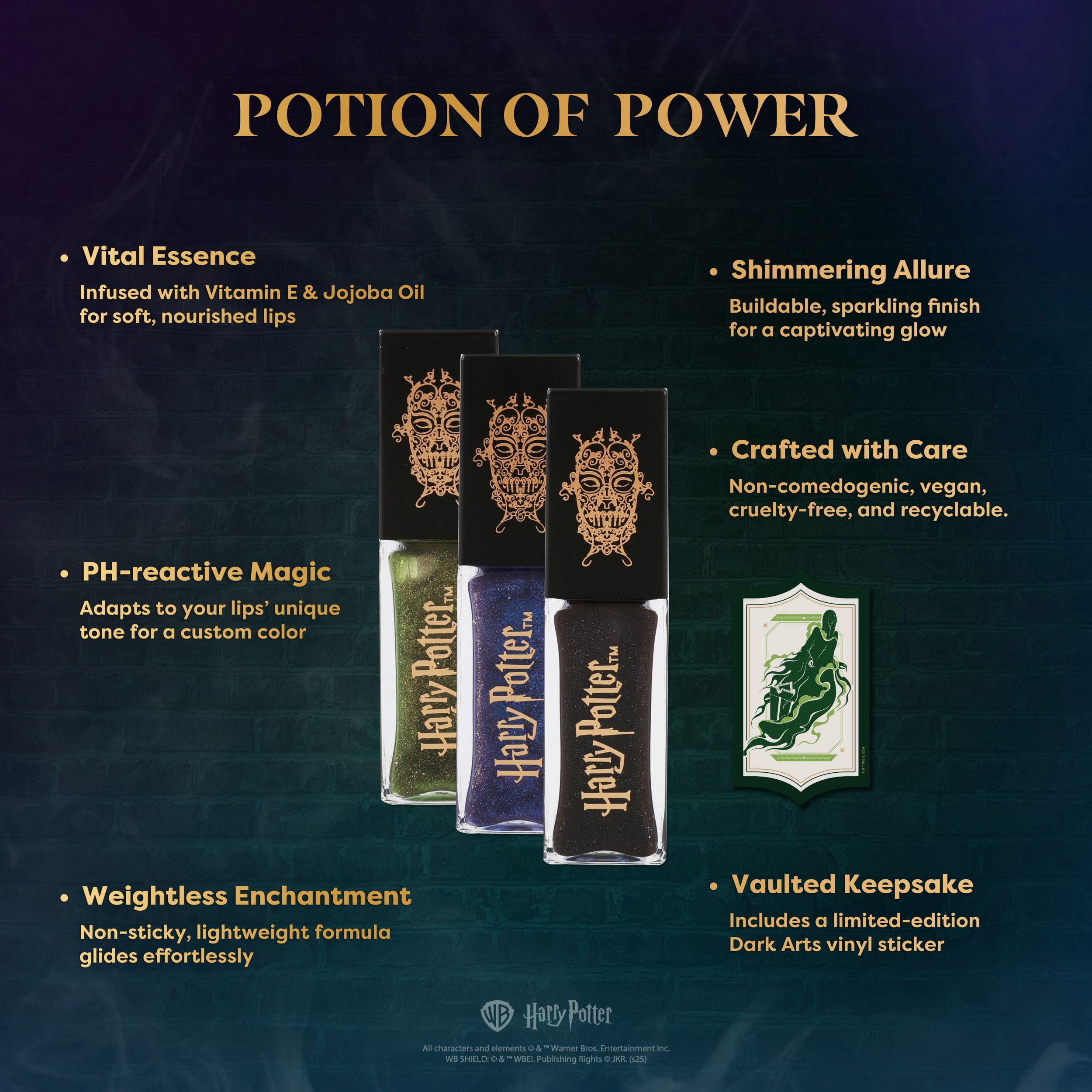 Profusion Cosmetics Harry Potter Death Eater Bite Color Changing Shimmer Lip Oil 3 pc Set