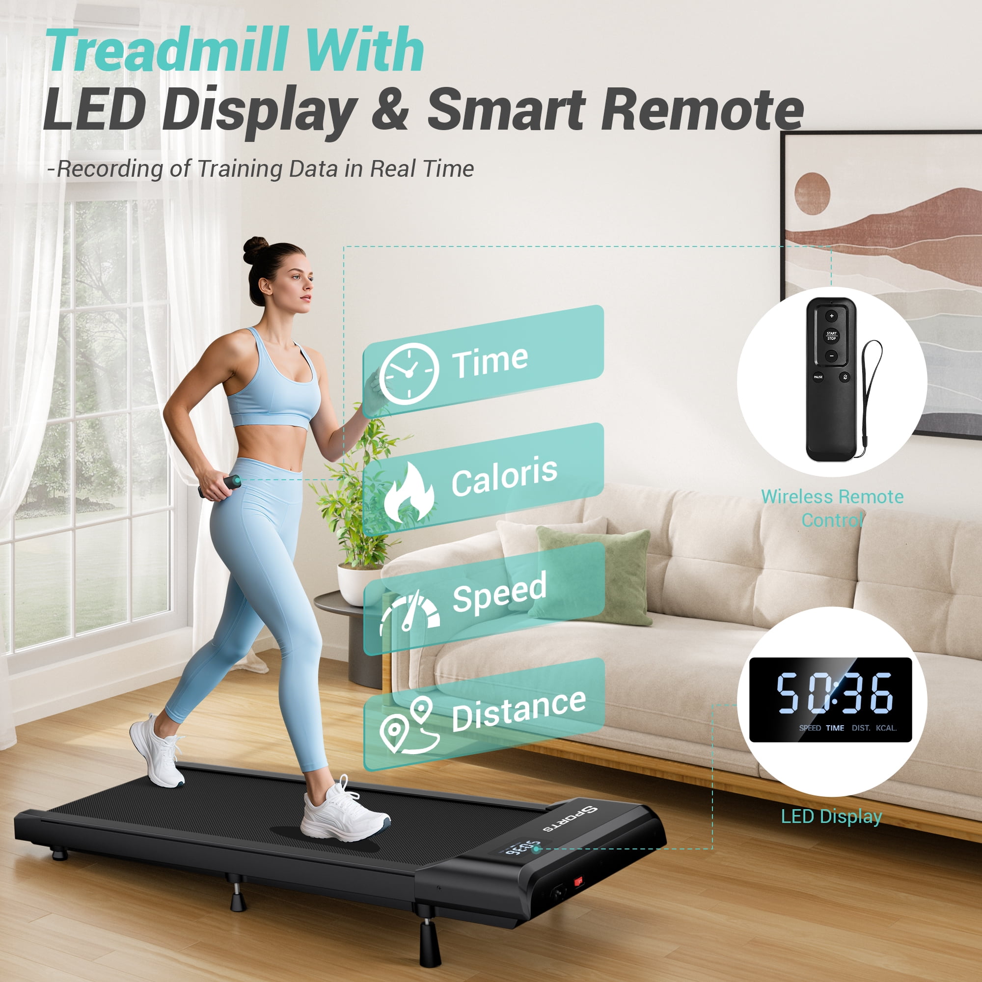 Dprodo Walking Pad with 10% Incline,Walking Pad Treadmill for Home Office,2.5 HP Under Desk Treadmill with LED Display & Remote,265 Lbs Capacity
