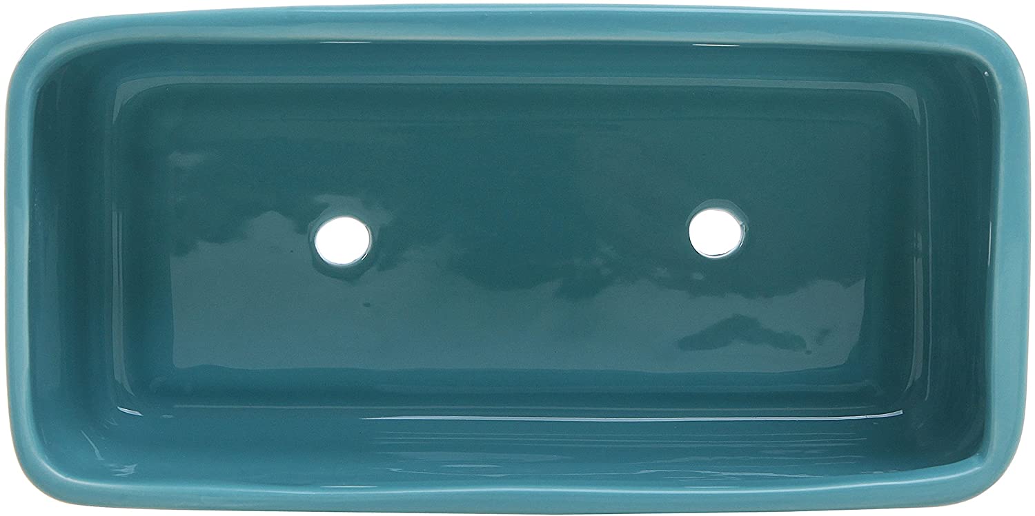 MyGift 10 inch Rectangular Modern Turquoise Ceramic Succulent Planter Pot - image 5 of 5