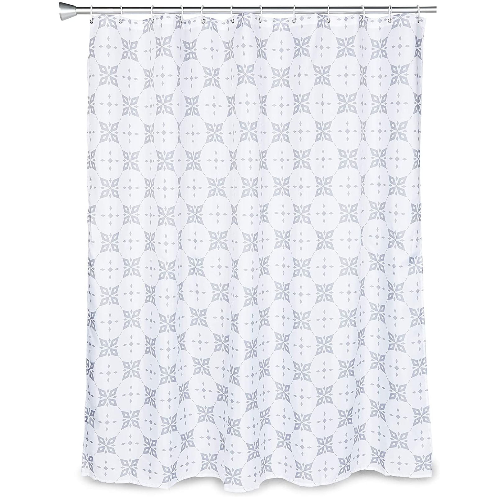 Gray Trellis Bath Shower Curtain Set Polyester with 12 Hooks for Bathroom Decor 71'x70'