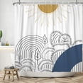 thumbnail image 2 of 72x84 Inch Abstract Trees Shower Curtain Burning Sun Mountain Trees Forest Minimalist Art Line Shower Curtain Modern Bathroom Decor Polyester Fabric Cloth Waterproof Set with Hooks, 2 of 6