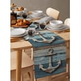 thumbnail image 6 of Vintage Anchor Table Runner 72 Inches, Retro Farmhouse Nautical Wooden Bed Runner Dresser Scarves Tabletop for Indoor Outdoor Parties/Ceremony/Banquet, 18" x 72", 6 of 8
