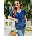 thumbnail image 5 of Zeagoo Plus Size Womens Ruffle Sleeve Tunic Tops V Neck Summer Shirts Floral Print Tops Dressy Blouse, 5 of 6