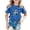 Blue, variant on OOOUM Little Girls Short Sleeve T-Shirt Regular Crewneck Glitter Print Tops Modest Fashionable Summer Tees Gold 6-7 Years
