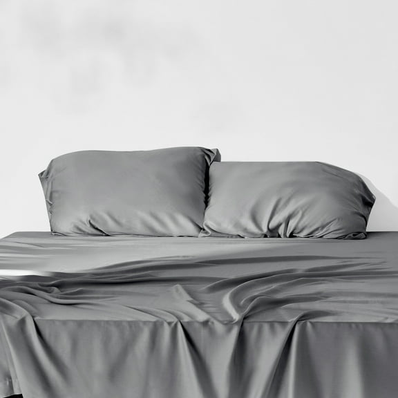 Vesta Cooling Sheet Set | Bamboo Sheets for Hot Sleeper, Soft, Breathable & Lightweight, Fitted Sheet, Flat Sheet, 2 Pillowcases, Queen Size, Stardust Grey