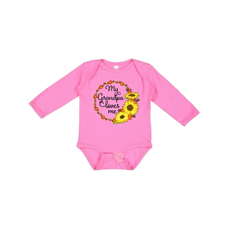 

Inktastic My Grandpa Loves Me with Sunflower Wreath Gift Baby Boy or Baby Girl Long Sleeve Bodysuit