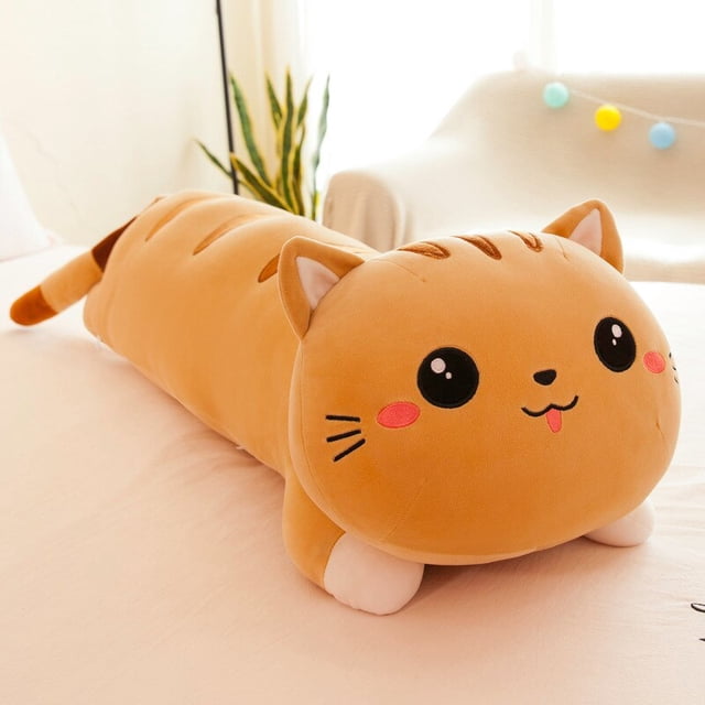 Soft/cute /plush /long Cat/pillow/ Plush Toy Lazy Man Cuddle Sleeping Doll Girl Birthday Present Home decorationBrown (Party style)90cm Deng Xun unisex