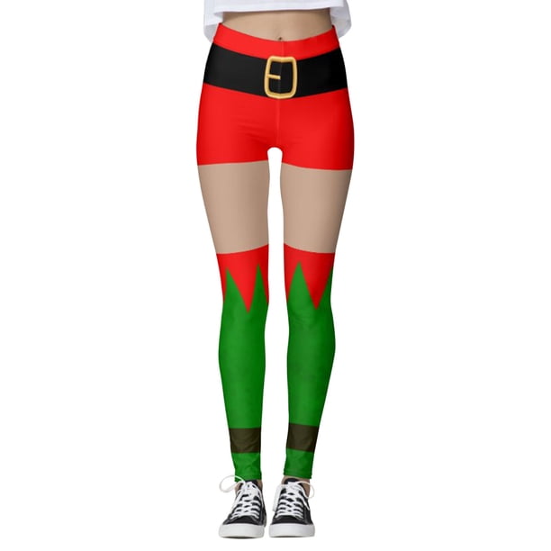 Gibobby Pantalones estampados de Navidad personalizados para mujer, mallas ajustadas personalizadas para mallas para correr, mallas navideñas de muñeco de nieve para (Verde, M)