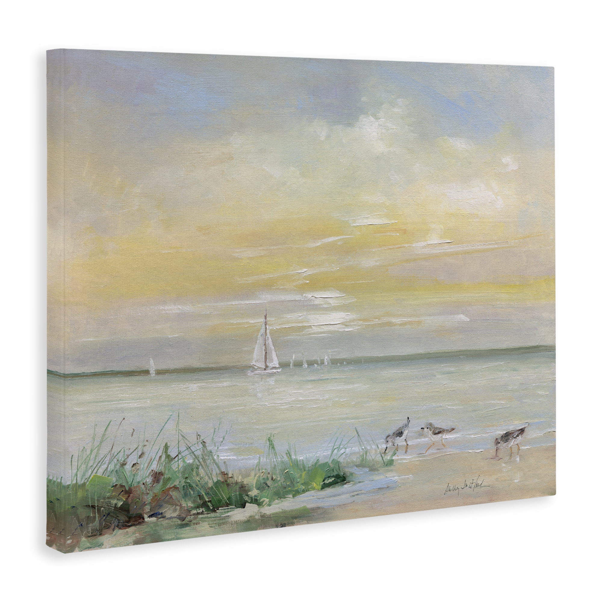 Stupell Industries Sailboats & Sanderlings Shore Canvas Wall Art, design by Sally Swatland