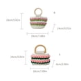 thumbnail image 3 of FENOHREFE Fashion Basket Bag Vintage Crochet Knitted Colorful Flower Small Bucket Bag Top Handle Handbag for Daily Use and Travel, 3 of 8