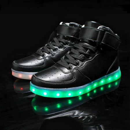 iMeshbean LED Light High Top Sports Shoes 7 Colors Flashing Rechargeable Sneakers for Mens Womens Girls Boys Couple Best Gift (CHN 43, (Best Mens Dress Shoes For Back Pain)