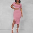 thumbnail image 3 of Falda Conjunto de falda ajustada para mujer, 2 uds., camiseta + falda, conjunto ajustado informal para mujer (rosa M) Ygjytge Rosa T M para Mujer, 3 of 7