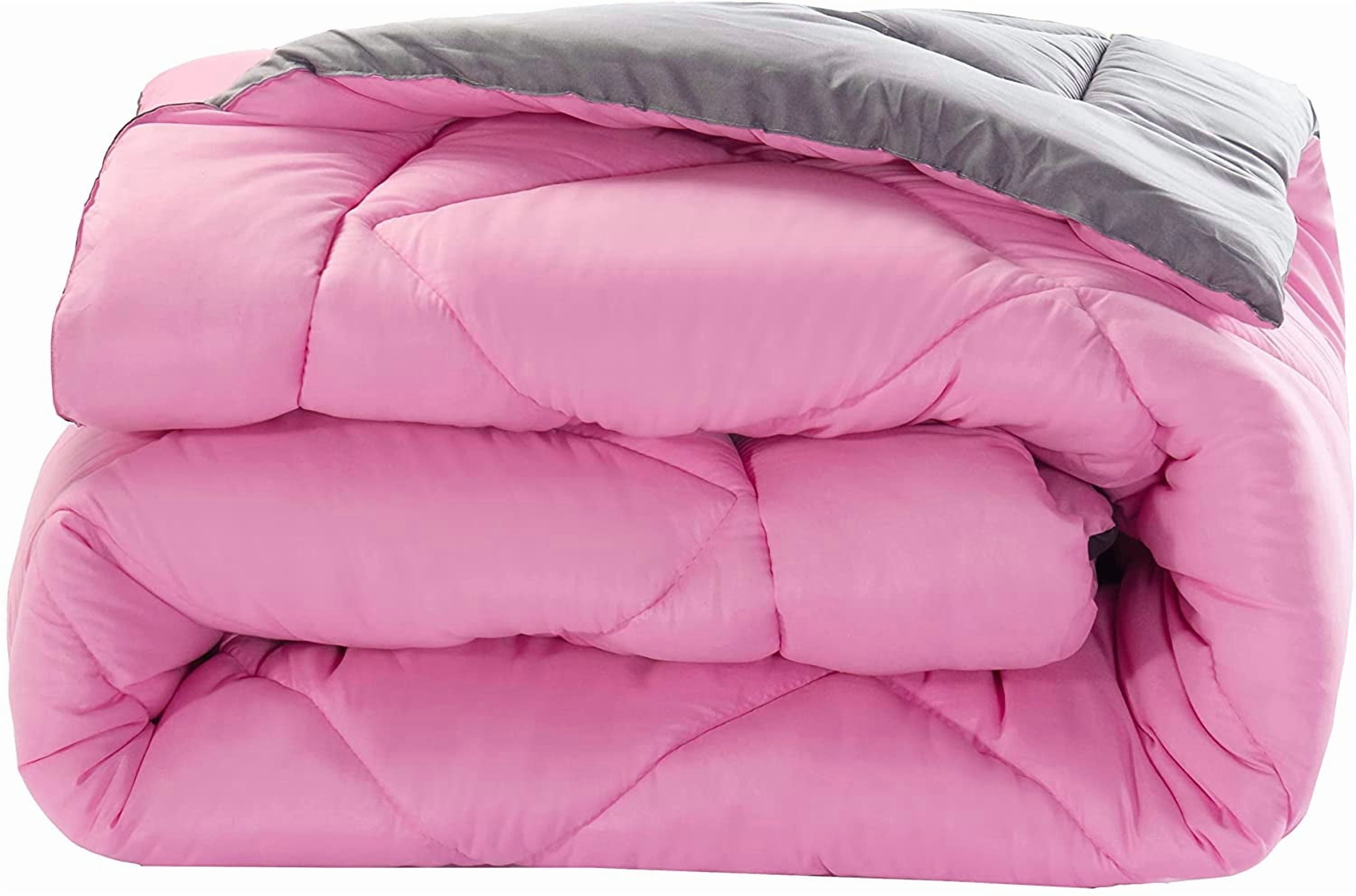 Reversible 2pc Comforter Set Twin Pink/Gray