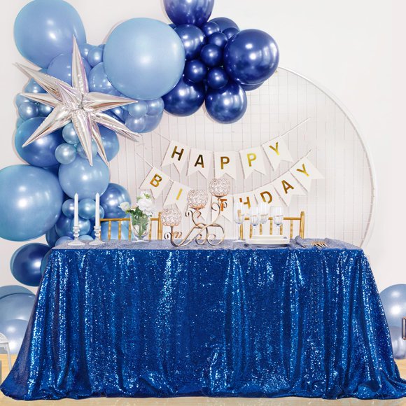 B-COOL Rectangle Tablecloth Blue Sequin Tableclot