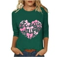 thumbnail image 3 of RKSTN Valentines Gift 3/4 Length Sleeve Womens Tops Oversized Crewneck Valentine Day Loves Heart Graphic Print Short Sleeve T Shirt Womens Casual Plus Size Round Neck Three Quarter Sleeve Tee Shirt, 3 of 6