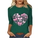 thumbnail image 3 of RKSTN Valentines Gift 3/4 Length Sleeve Womens Tops Oversized Crewneck Valentine Day Loves Heart Graphic Print Short Sleeve T Shirt Womens Casual Plus Size Round Neck Three Quarter Sleeve Tee Shirt, 3 of 6