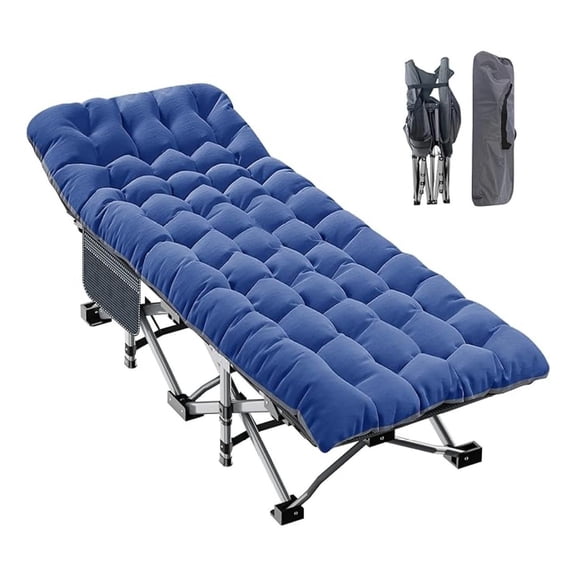 Oversized XXL Folding Camping Cot W/Mat for Adults, 78" L x 32" W x 18" H, Heavy Duty Outdoor Bed with Carry Bag,1200 D Layer Travel Camp Cots