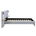 thumbnail image 5 of New Chic Linen Upholstered Bed with Integrated Lights and Shelves, Grey, Queen, 5 of 6