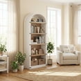 thumbnail image 2 of COZONY 5-Shelf Arched Bookcase, 71.7" Tall Farmhouse Wooden Display Bookshelf for Living Room Office, 2 of 13