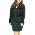 thumbnail image 5 of GRACE & GRANDEUR Women's Plus Jean Jackets Button Down Denim Bomber Jacket, 5 of 5