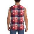 thumbnail image 4 of Fotbe Heart Plaid Men's Camiseta sin Mangas Estampada para Hombres, Playera Casual para Gimnasio, Entrenamiento, Playa-Large, 4 of 7