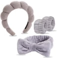 thumbnail image 2 of 5 pieces/set Sponge Spa Face Wash Headband Soft and Warm Coral Velvet Hair Hoop Hair Strap Wristband Skincare Makeup Removal Shower Female, 2 of 7