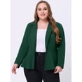 thumbnail image 3 of Blazer de talgrande pamujer con solacon muescas, dobladillo con volantes y péplum, paNavidad Verde oscuro 5X, 3 of 5