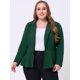 thumbnail image 3 of Blazer de talgrande pamujer con solacon muescas, dobladillo con volantes y péplum, paNavidad Verde oscuro 5X, 3 of 5