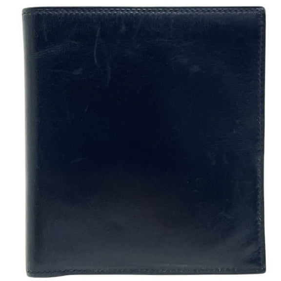 Pre-Owned Hermes bi-fold wallet in black leather (AKA-14793) (Fair)