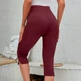 thumbnail image 5 of Women's Capris Pants Dressy Casual Yoga Capris Stretch Business Work Capris Pants Slim Fitting Office Cropped Pants Dress Yoga Pants Wine S, 5 of 9