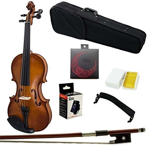 Caraya 1/2 Size Violin+Bow,Rosin,Chin-rest,Spare Strings,Foam Hard Case-Full Kit 