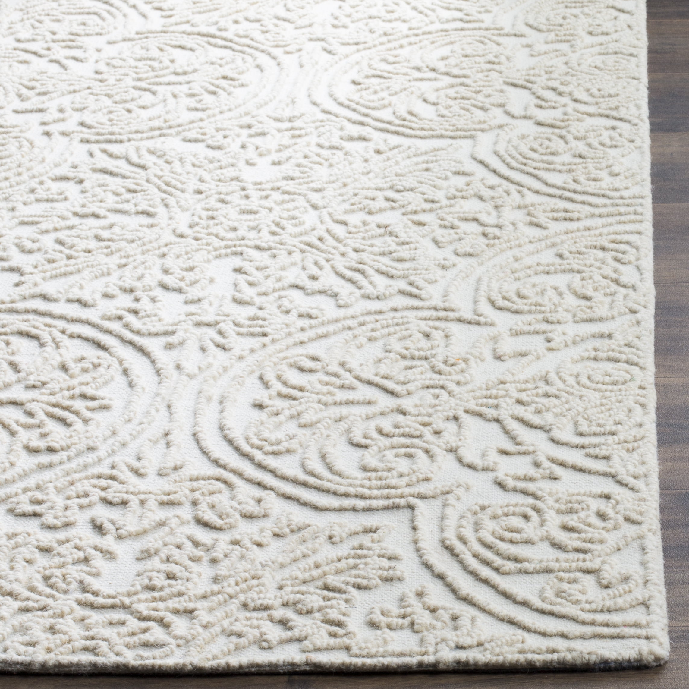 SAFAVIEH Trace Burton Geometric Wool Runner Rug, Ivory, 2'3" x 8'