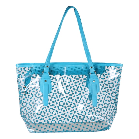 LOLIPPYY Women's Stylish PVC Beach Tote Bag with Round Dot Pattern, Lightweight Handbag for Girls and Women, Accessory