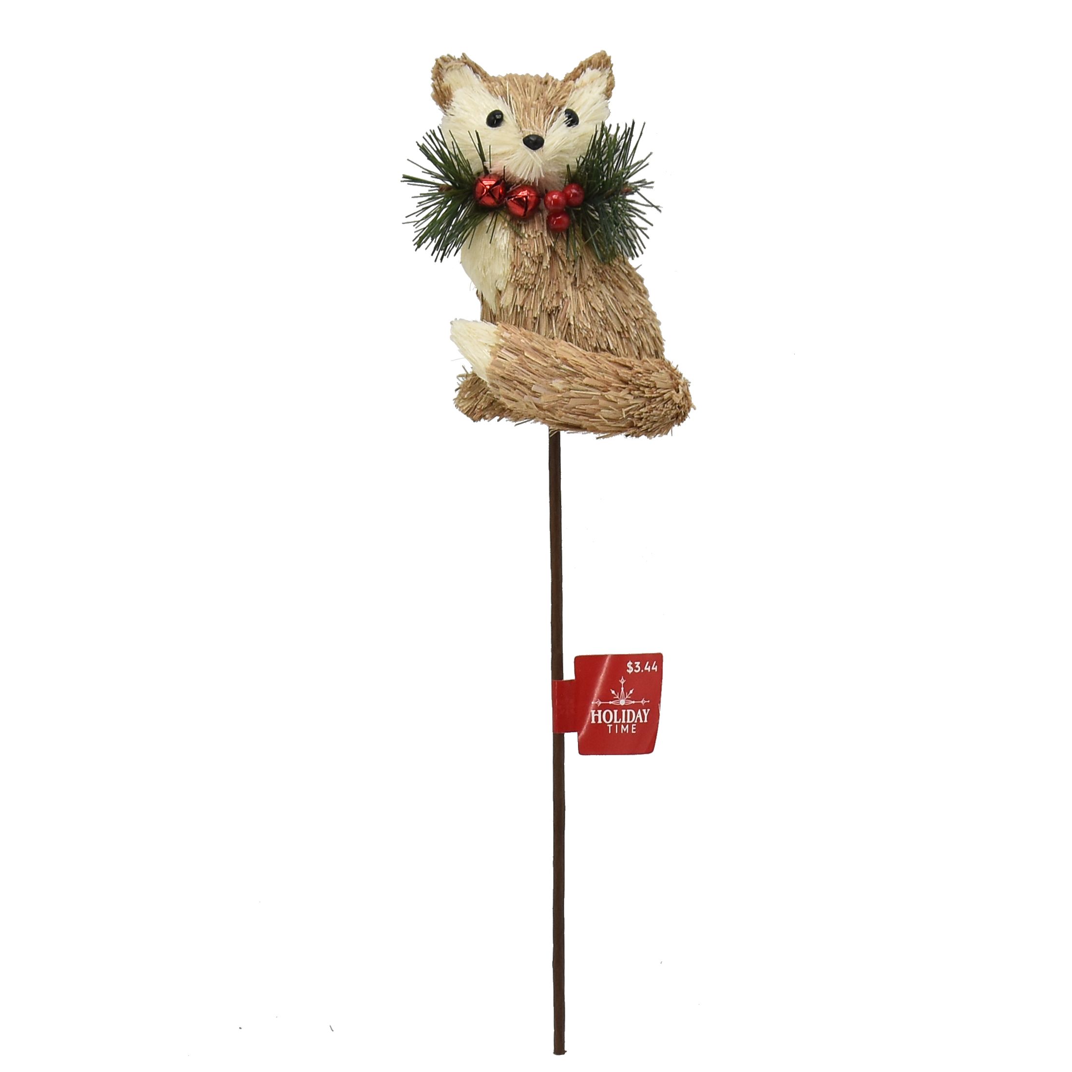 Holiday Time 3ast Brown Sisal Animals Decorative Winter Pick,15"