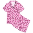 thumbnail image 6 of MEZZALL Girls Pink Leopard Print Satin Pajamas Sets Short Sleeve Lapel Button Down Tops & Shorts 2 Piece Kids Sleepwear Leisure Nightwear, 6 of 6