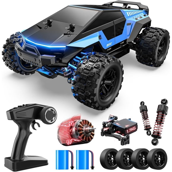 DEERC 1/18 Voiture RC Tout-Terrain à Dérive Rapide et de Course, Camion Téléguidé 40 Km/h avec Carrosserie Futuriste, Roues à Dérive Supplémentaires, Étanche 2,4 GHz, 40 Min