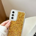 thumbnail image 3 of Glitter Case for Samsung Galaxy A13 5G with Bling Diamond Frame Clear Bumper Design, Shining Sparkle Rhinestone Cover, Dropproof Shockproof Slim Anti-Scratch Cover for Samsung Galaxy A13 5G, Gold, 3 of 9