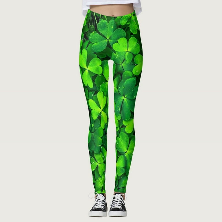 88 Polyester 12 Spandex Pants Women's Good Green Skinny Luck Pants for Yoga  Pants Running Paddystripes