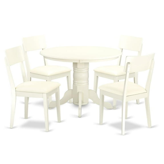 East West Furniture Dining Room Set Linen White, SHAD5-LWH-LC