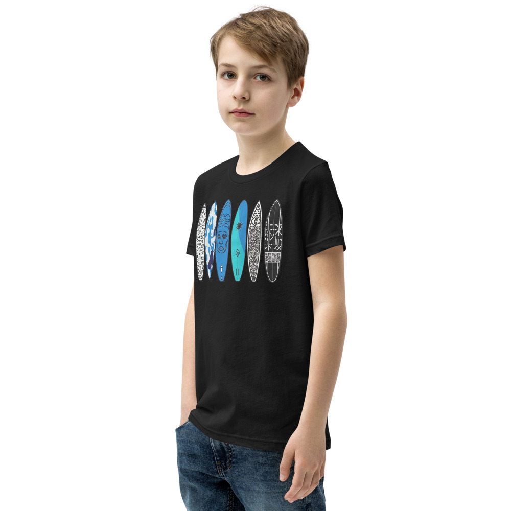 Surf Vibe Boys' T-Shirt – Cool Beach Shirt, Skater Graphic Tee, Summer Coastal Outfit (Black, M)