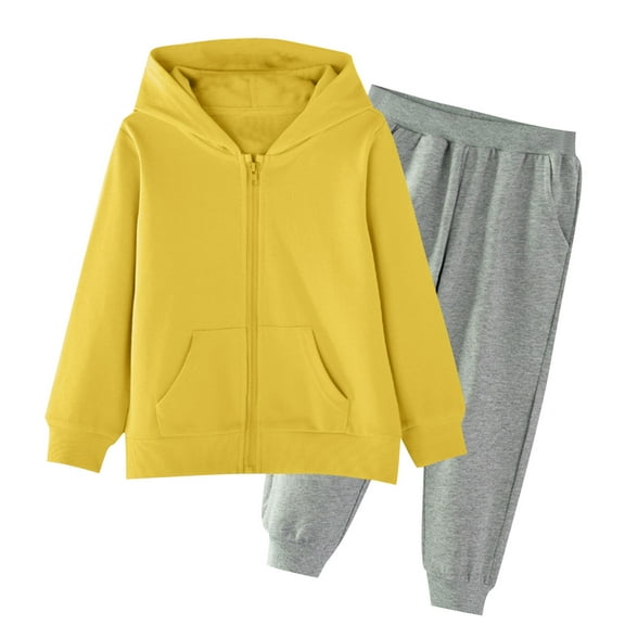 Jgppe Kids 2 Piece Outfits Boys Girls Tracksuits Hooded Full Zip Sweatshirts and Jogger Pants Set for 2-15 Years