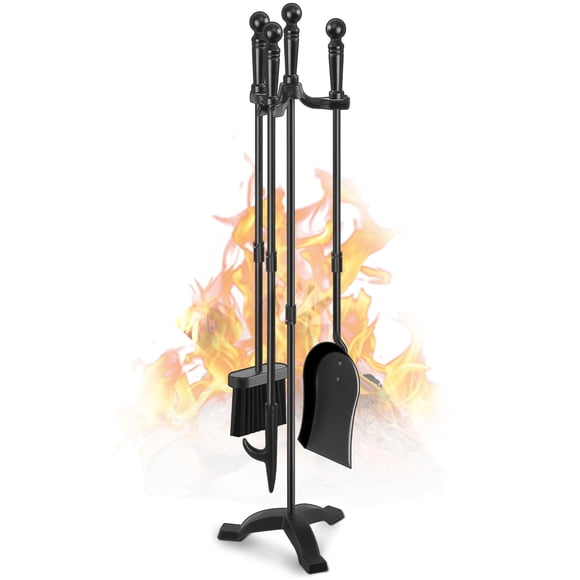 Juego de herramientas para chimenea Gtongoko de 4 piezas, 76 cm, hierro negro
