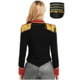 thumbnail image 2 of TiaoBug Women Circus Showman Costume Soft Velvet Long Sleeve Jacket Coat with Hat Black S, 2 of 7