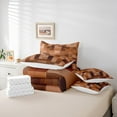 thumbnail image 6 of Manfei Geometric Plaid Twin Bedding Sets 7-Piece,Modern Abstract Geometric Bedding Comforter Set,Brown Grid Sheet Sets For Girrls,Super Cozy Bedroom Decorative,Reversible, 6 of 8