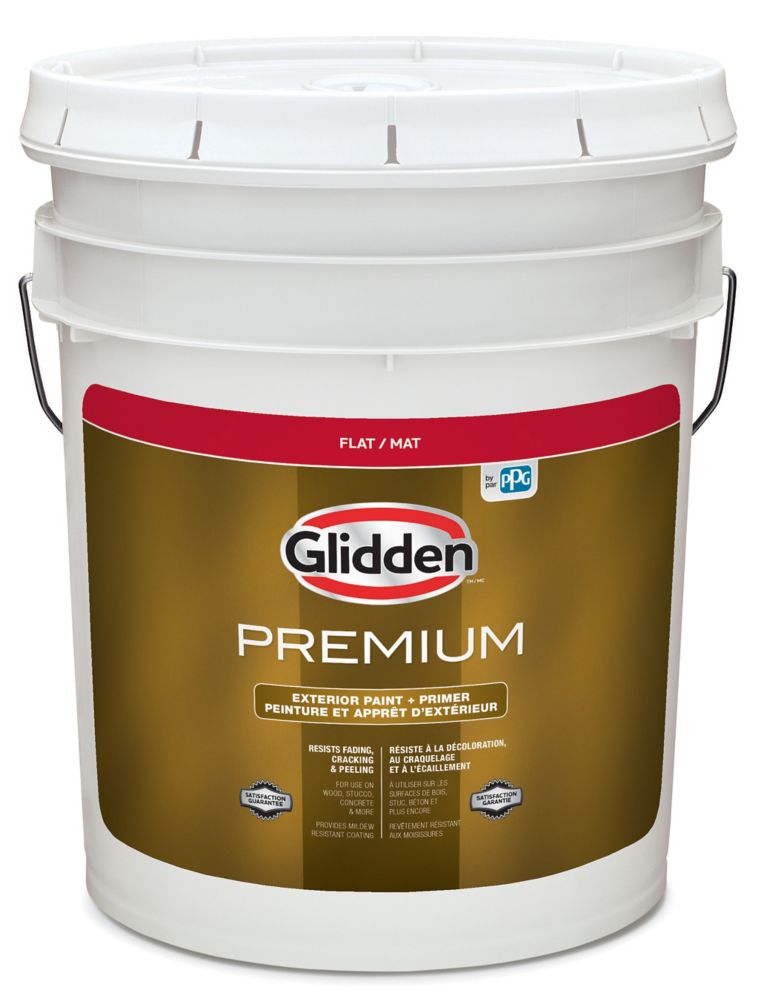 Glidden Premium Exterior Paint + Primer Flat White 18.5 L Walmart Canada