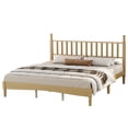 thumbnail image 6 of MODERNLUXE Wood King Size Platform Bed Frame with Gourd Shaped Headboard and Wooden Slat Support for Bedroom,Natural, 6 of 8